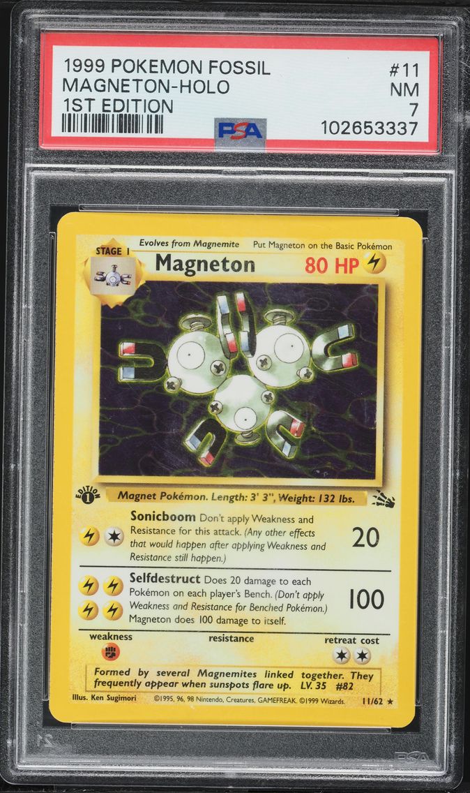 1999 #11 Magneton-Holo 1st Edition PSA 7 Fossil Pokemon