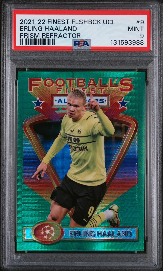 2021 #9 Erling Haaland PSA 9 Topps Finest Flashbacks UEFA Champions League
