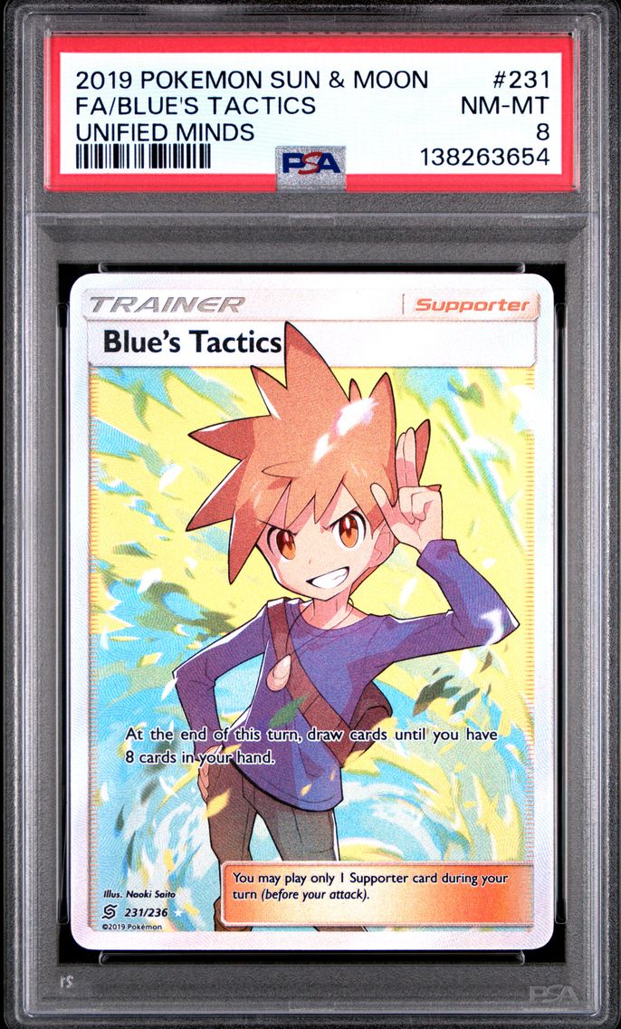 2019 #231 Full Art/Blue's Tactics PSA 8 Sun & Moon Unified Minds