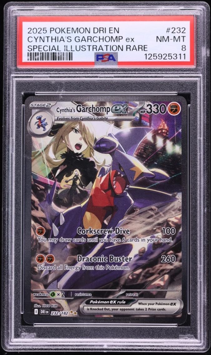 2025 #232 Scarlet & Violet Destined Rivals SIR Cynthia's Garchomp EX NM-MT PSA 8 Pokemon