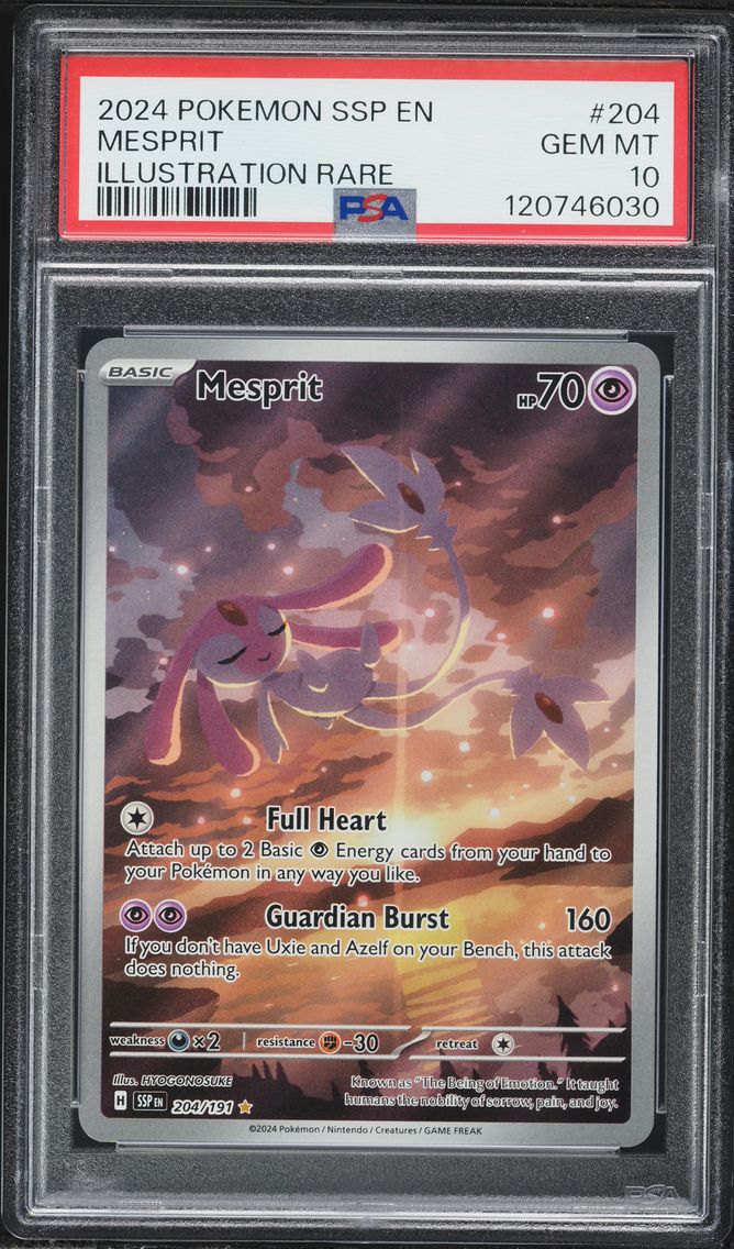 2024 #204 Mesprit PSA 10 Ssp EN-Surging Sparks Pokemon