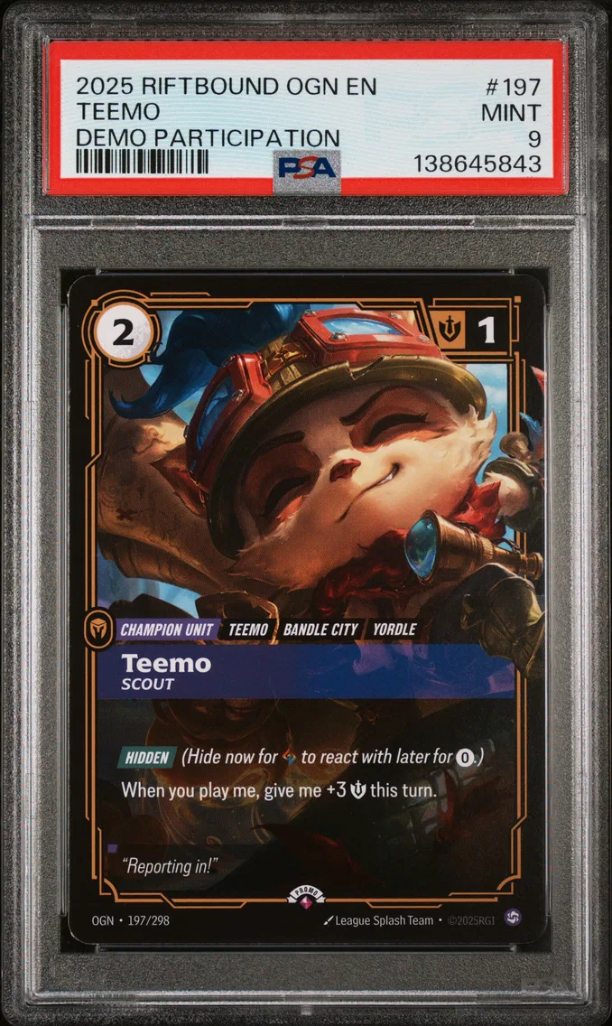 2025 #197 Teemo - Scout PSA 9 Riftbound: League of Legends Ogn-Origins