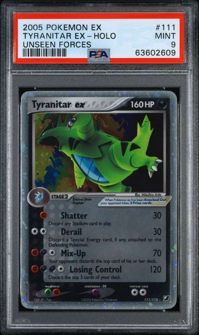 2005 Pokemon EX Unseen Forces Tyranitar EX-Holo Unseen Forces #111 PSA 9