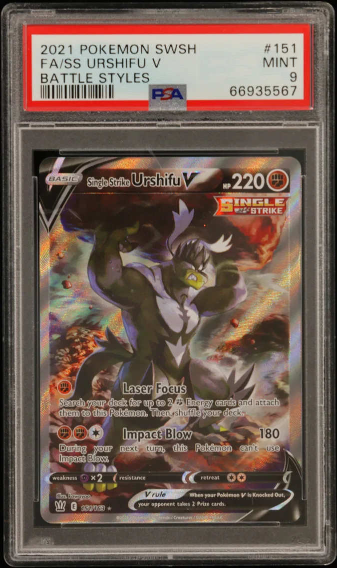 2021 #151 Full Art/Single Strike Urshifu V PSA 9 Sword & Shield Battle Styles