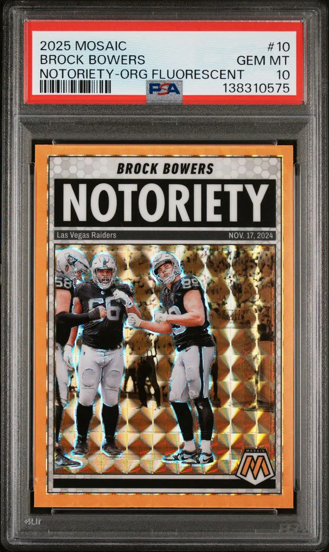 2025 #10 Brock Bowers PSA 10 Panini Mosaic Notoriety