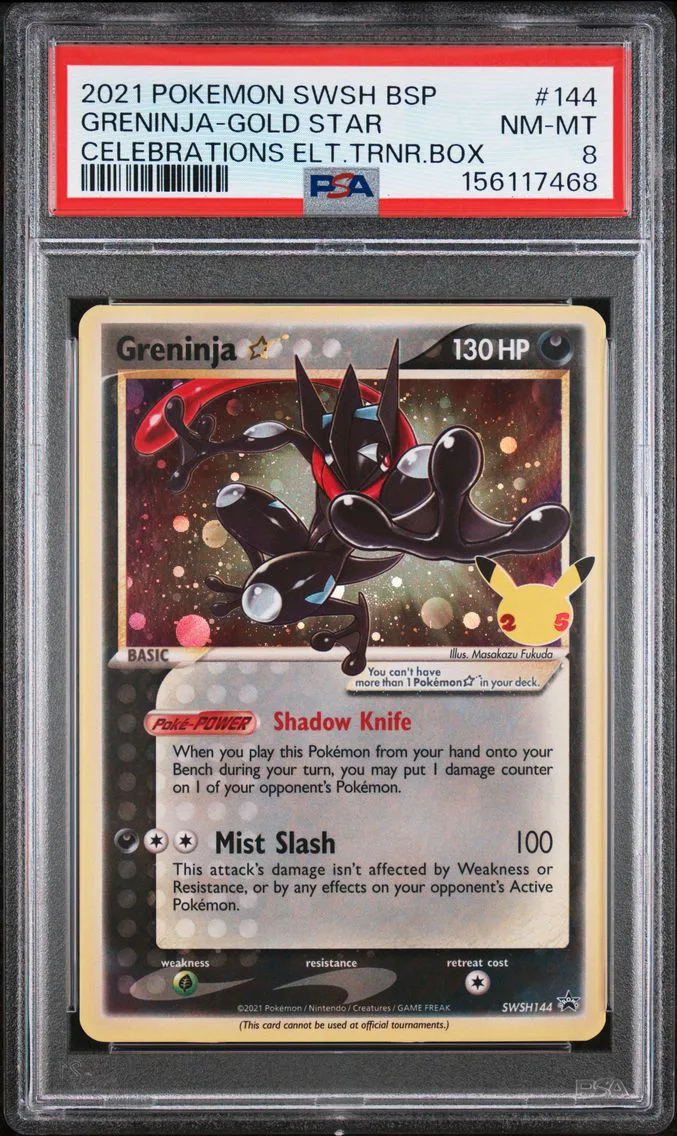 2021 #144 Greninja-Gold Star PSA 8 Swsh Black Star Promo