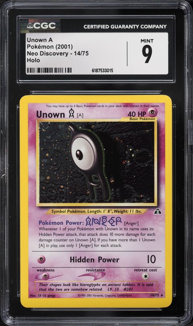 2001 #14 Unown A CGC 9 Pokemon Neo Discovery Holo