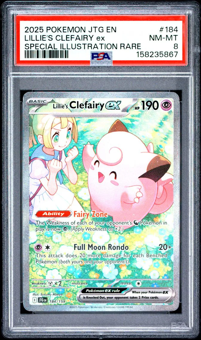 2025 #184 Lillie's Clefairy EX PSA 8 Jtg EN-Journey Together