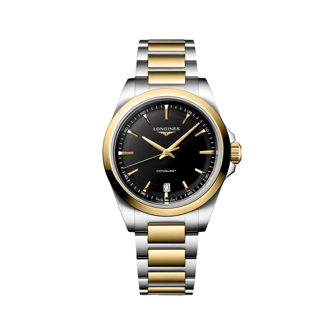 Longines Conquest Quartz Two-Tone 38mm - Black on Bracelet