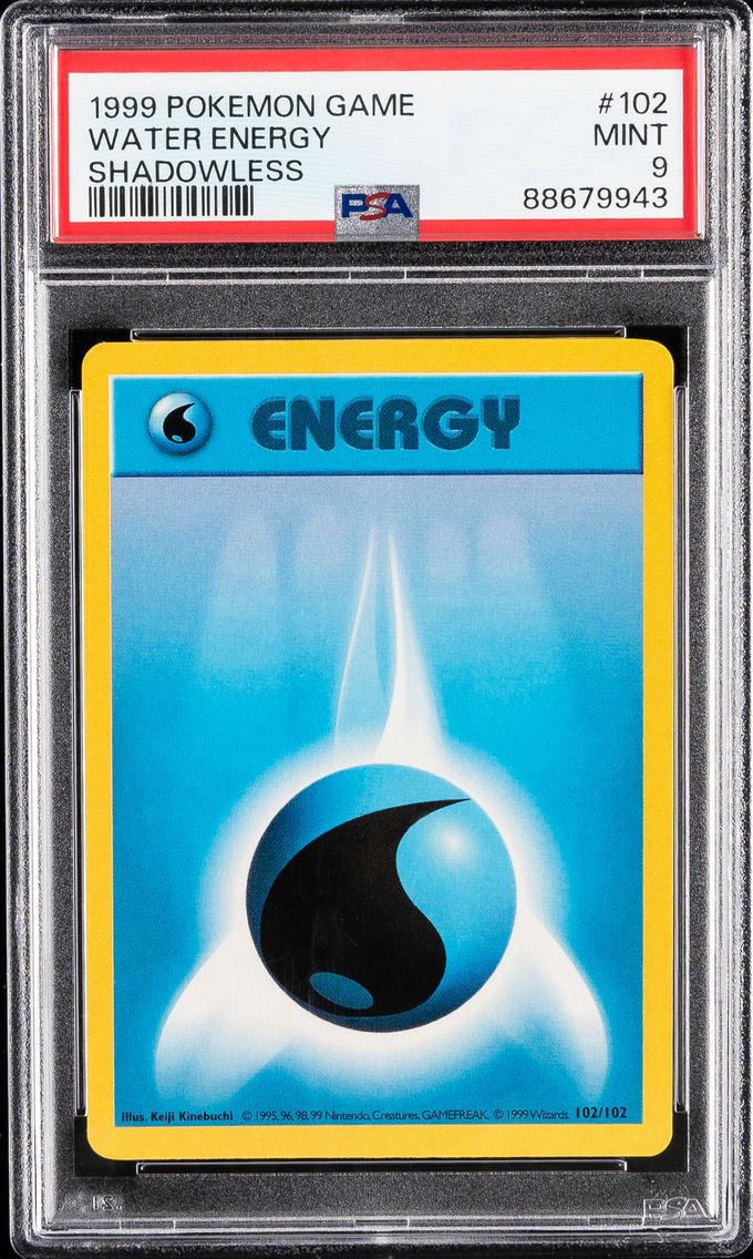 1999 #102 Water Energy Shadowless PSA 9 Game Pokemon