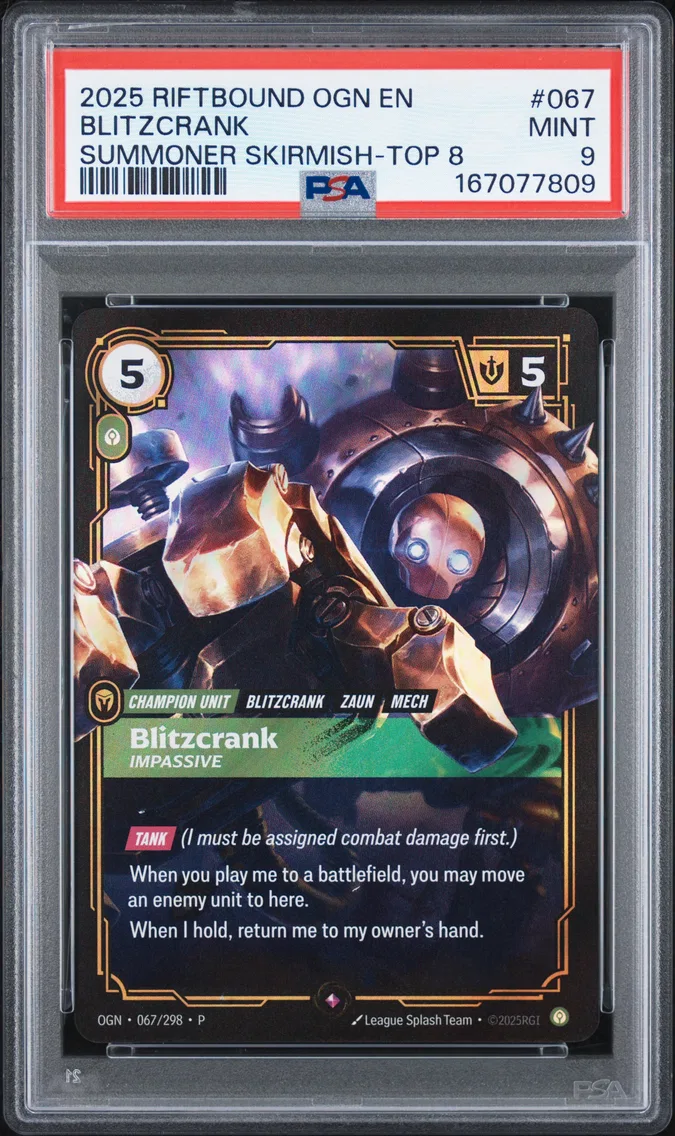 2025 #067 Blitzcrank - Impassive PSA 9 Riftbound: League of Legends Ogn-Origins