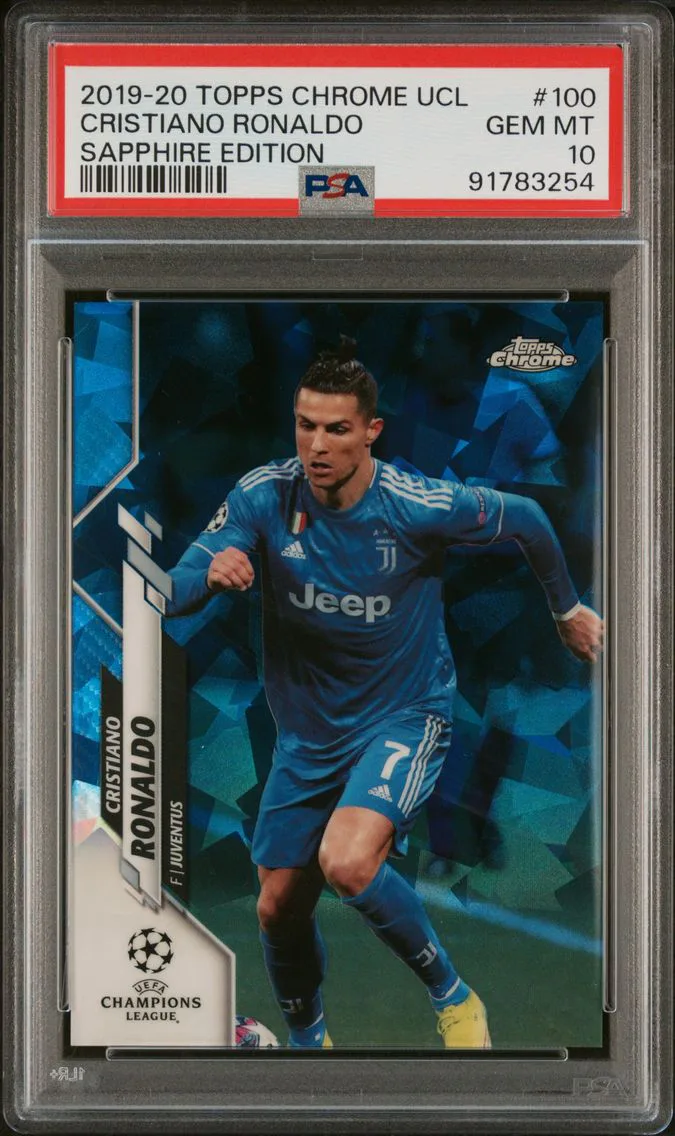 2019 #100 Cristiano Ronaldo PSA 10 Topps Chrome UEFA Champions League Sapphire Edition