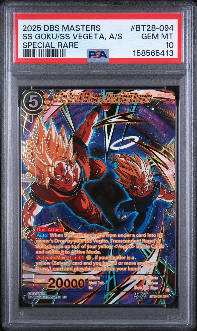 2025 #BT28-094 Ss Goku / Ss Vegeta, A / S #bt28-094 PSA 10 Dragon Ball Super Card Game Masters Series 28 Prismatic Clash
