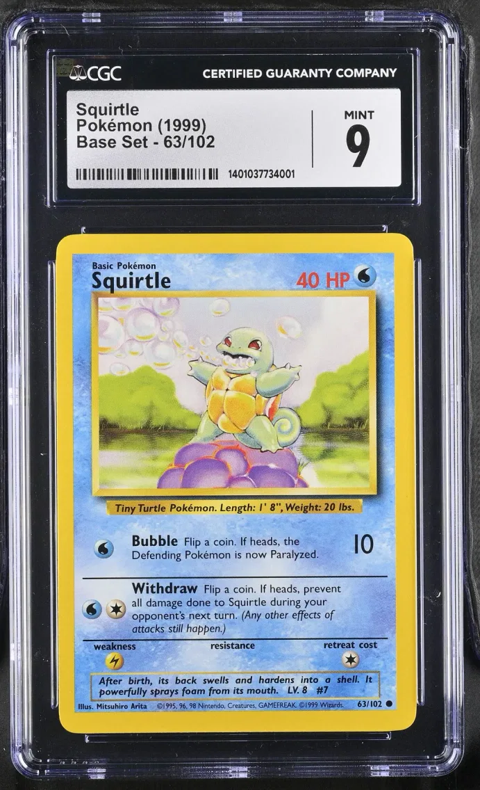 1999 #63 Squirtle CGC 9 Base Set - Unlimited - English