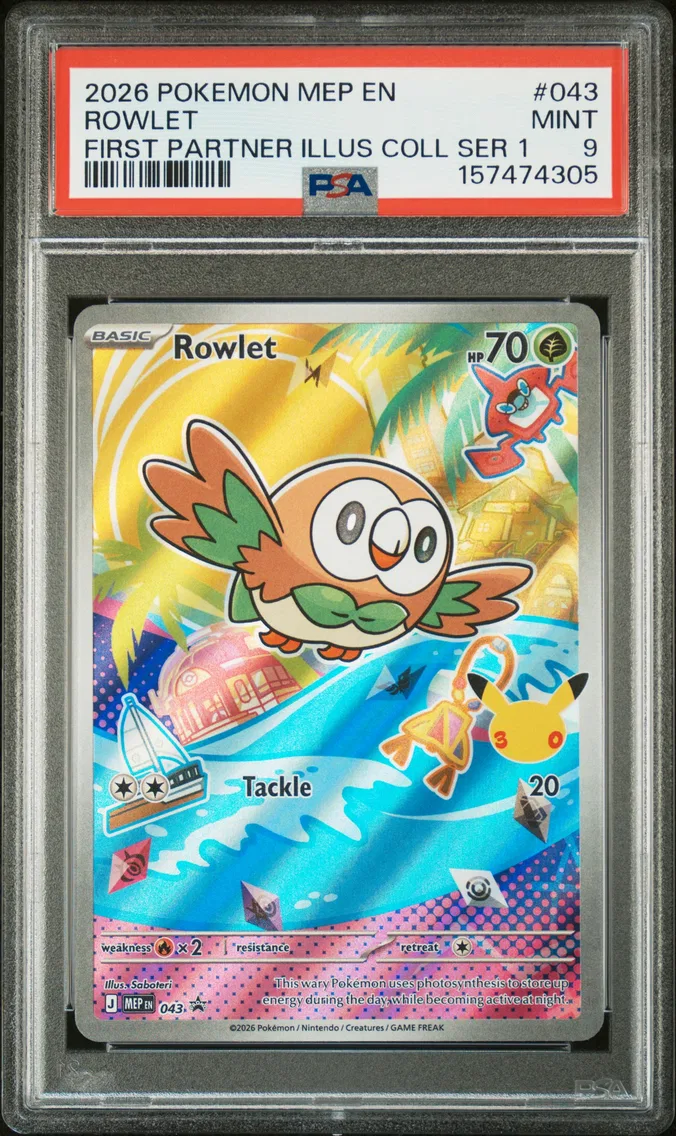 2026 #043 Rowlet PSA 9 Mep EN-Me Black Star Promo