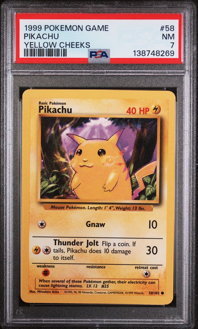1999 #58 Pikachu PSA 7 Game Pokemon