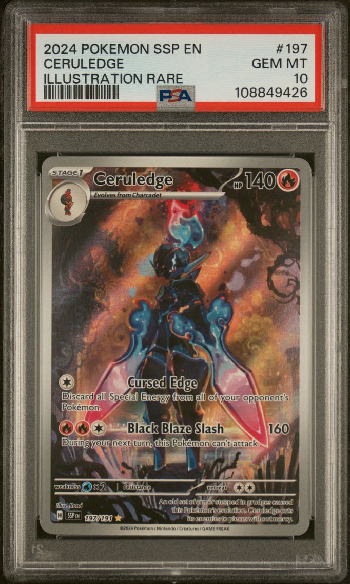2024 #197 Ceruledge PSA 10 Ssp EN-Surging Sparks Pokemon