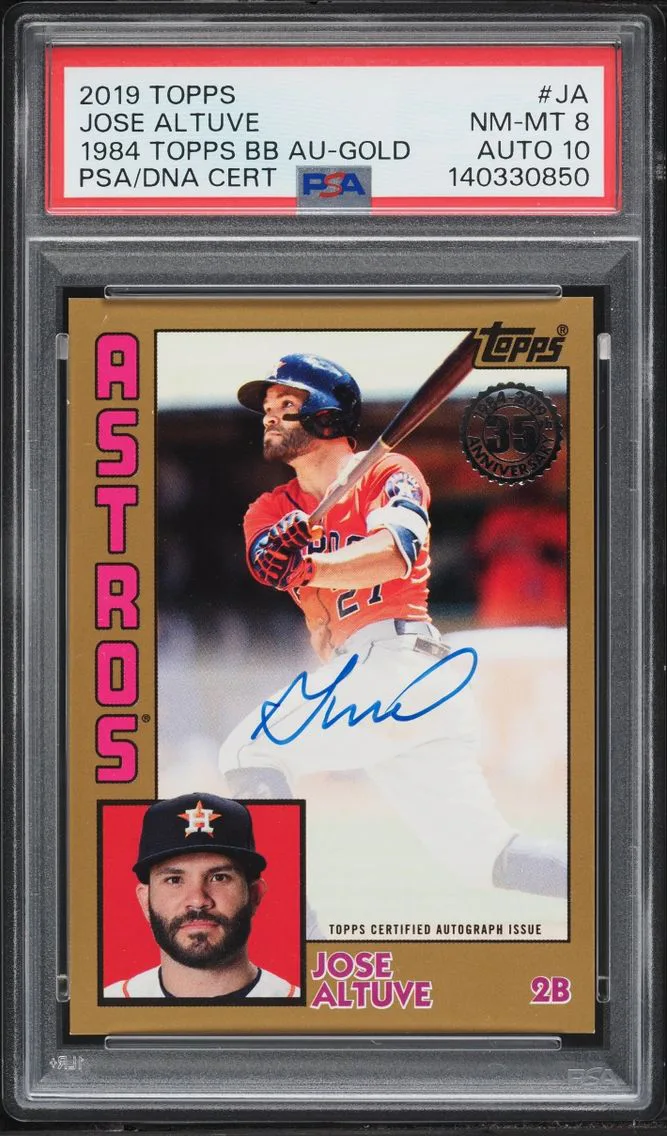 2019 Topps '84 Gold Jose Altuve AUTO DNA 10 /50 #84A-JA PSA 8 NM-MT