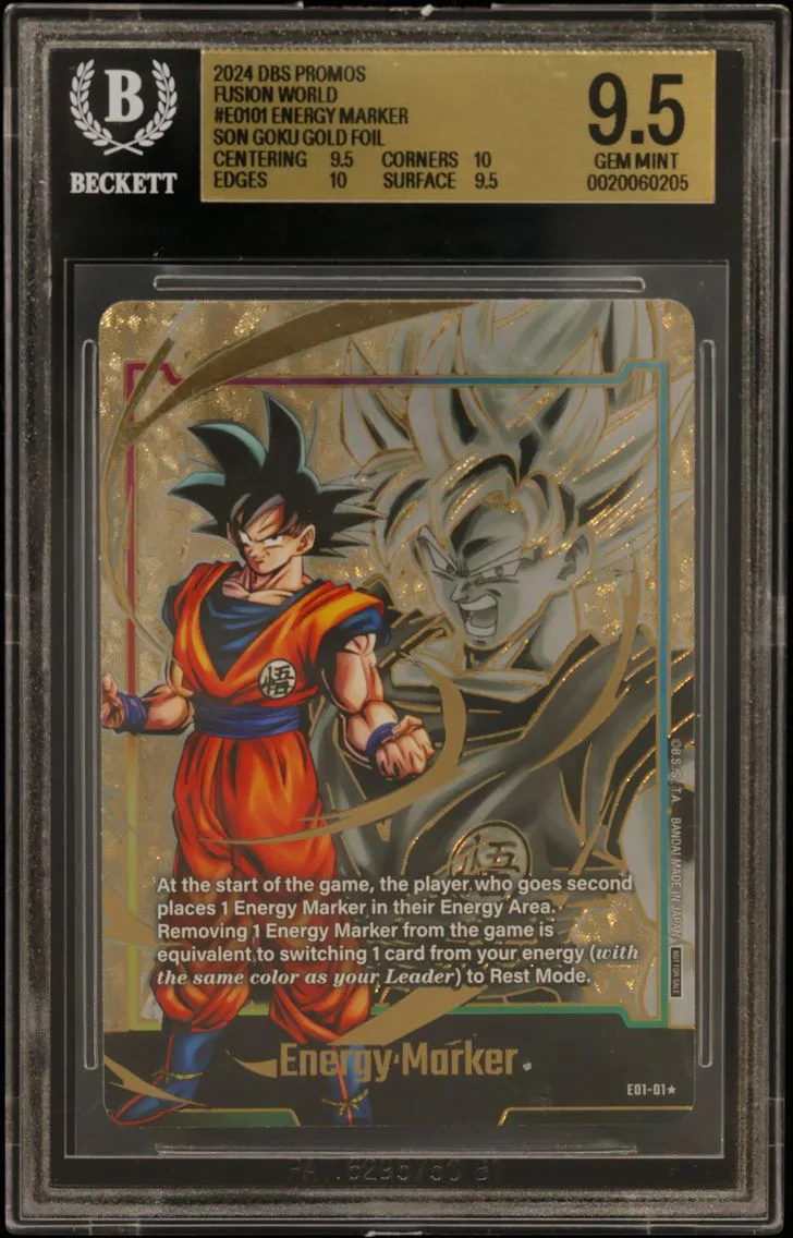 2024 #E0101 Energy Marker (Son Goku) GOLD ALT ART/(Energy Marker Pack 01) BGS 9.5 Dragon Ball Super Card Game Fusion World Promos