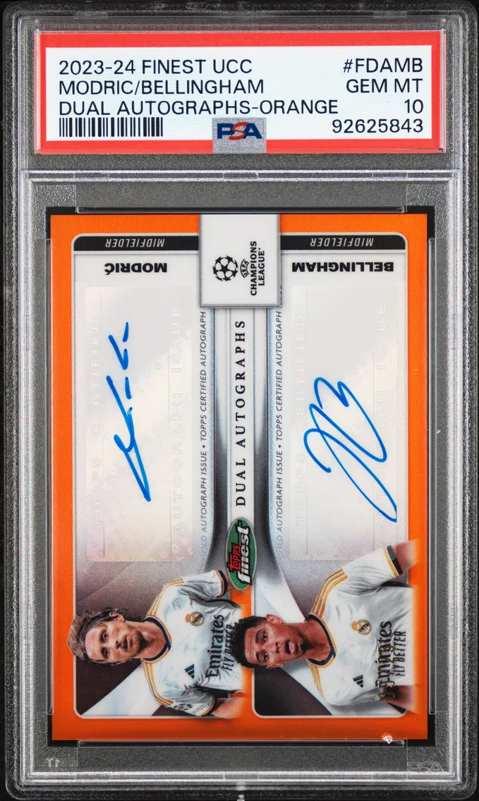 2023 #FDAMB Jude Bellingham/Luka Modric PSA 10 Topps Finest UEFA Club Competitions Finest Dual Autographs