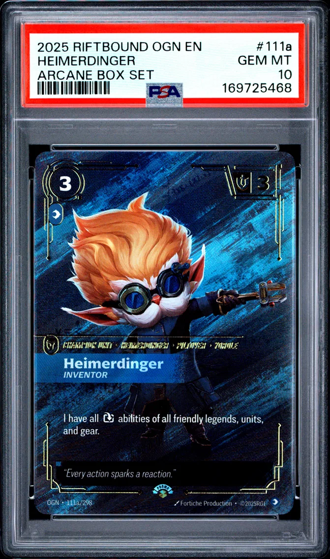 2025 #111a Heimerdinger - Inventor PSA 10 Riftbound: League of Legends Ogn-Origins