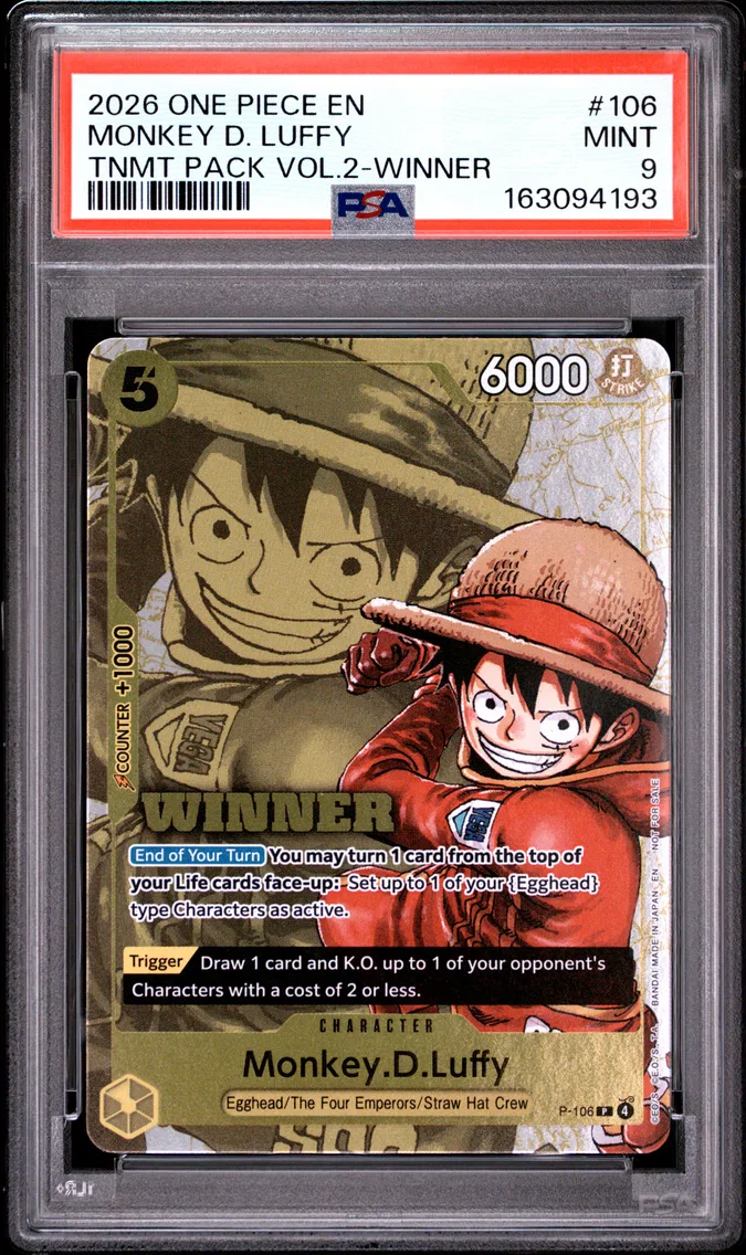 2026 #106 Monkey D. Luffy PSA 9 One Piece Tournament Pack Vol.2