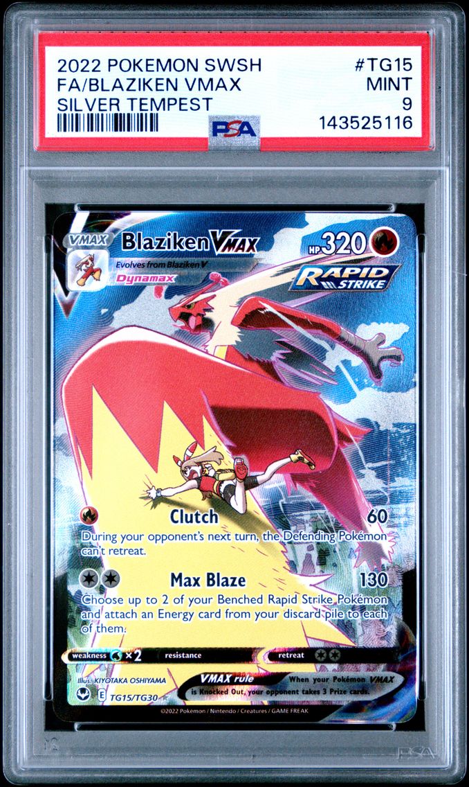 2022 #TG15 Full Art/Blaziken Vmax PSA 9 Sword & Shield Silver Tempest Pokemon