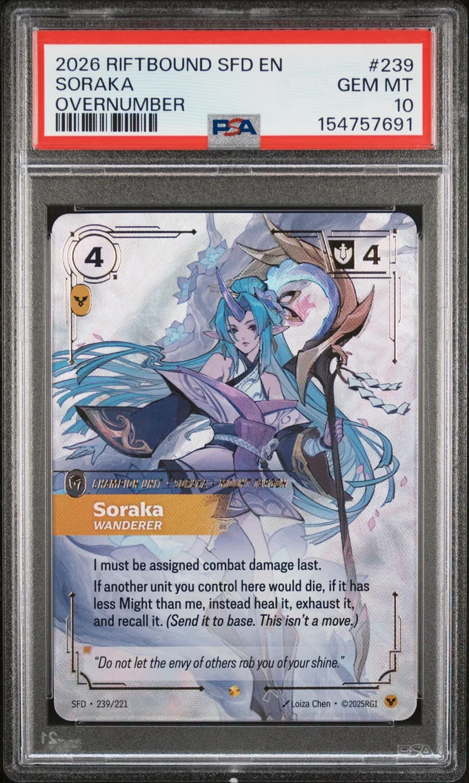 2026 #239 Soraka - Wanderer PSA 10 Riftbound: League of Legends Sfd-Spiritforged