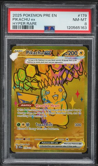 2025 #179 Pikachu EX PSA 8 Prismatic Evolutions