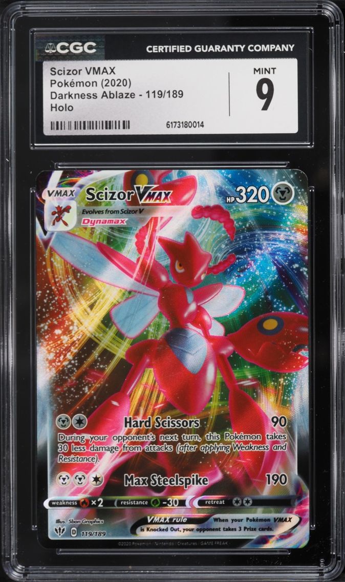 2020 Pokemon Sword & Shield Darkness Ablaze Alt Art Scizor VMAX #119 CGC 9 MINT