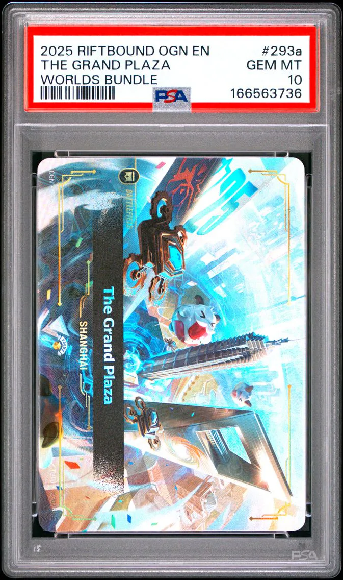 2025 #293a THE GRAND PLAZA PSA 10 Riftbound: League of Legends Ogn-Origins