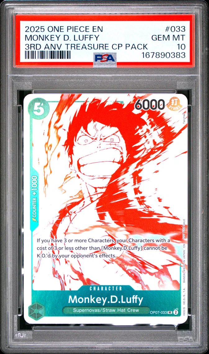 2025 #033 Monkey D. Luffy PSA 10 One Piece 3rd Anniversary! One Piece Card Treasure Campaign Pack