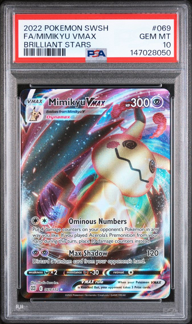 2022 #069 Full Art/Mimikyu Vmax PSA 10 Sword & Shield Brilliant Stars
