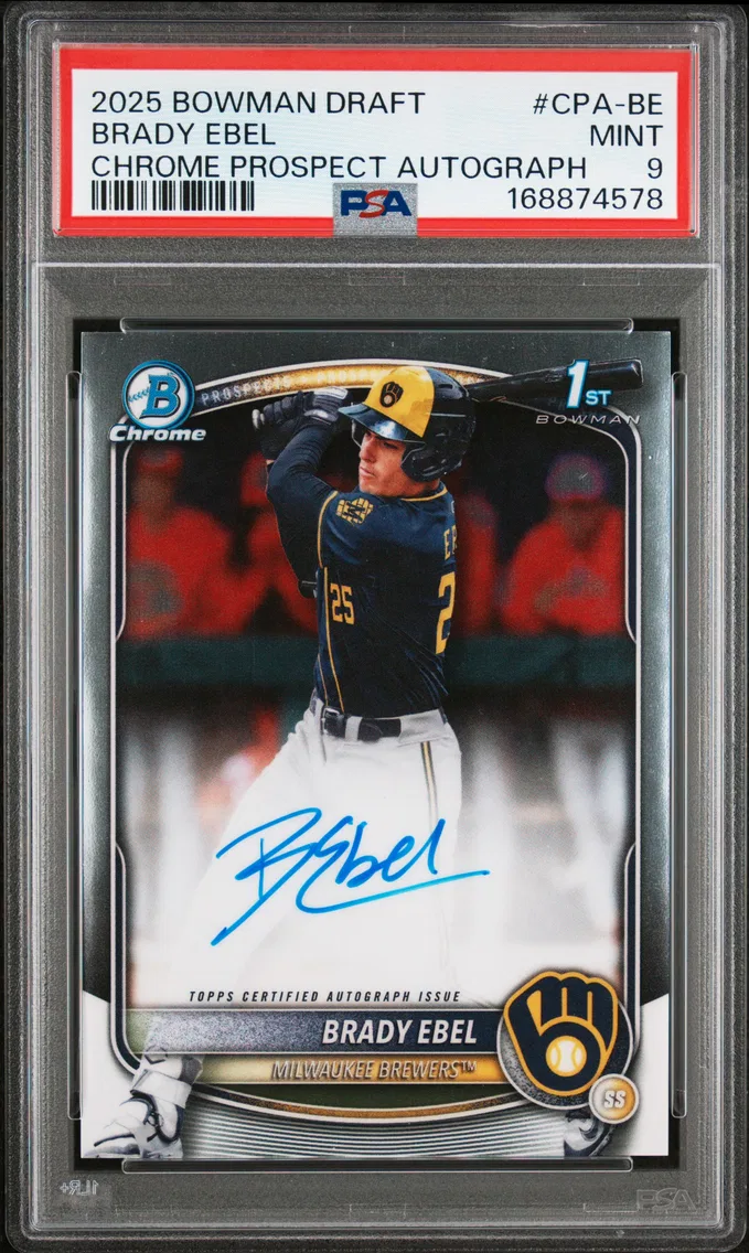 2025 #CPA-BE Brady Ebel PSA 9 Bowman Draft Chrome Prospect Autographs