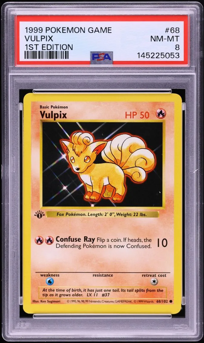 1999 Pokemon Base Set Shadowless 1st Edition Vulpix #68 PSA 8 NM-MT