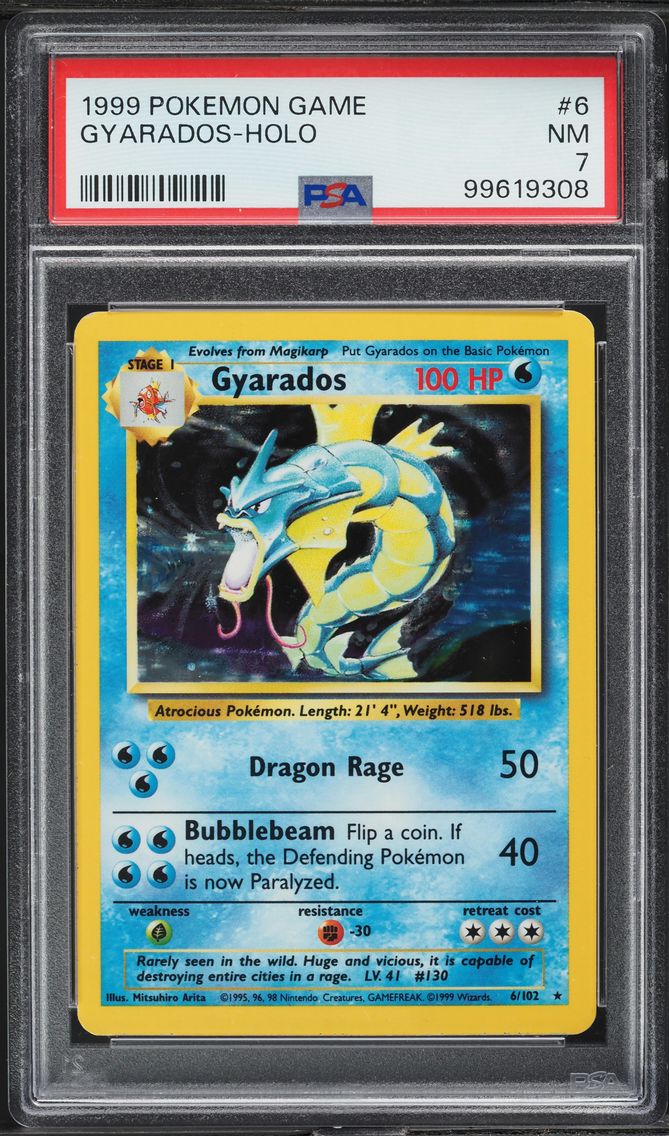 1999 #6 BASE SET HOLO GYARADOS PSA 7 POKEMON