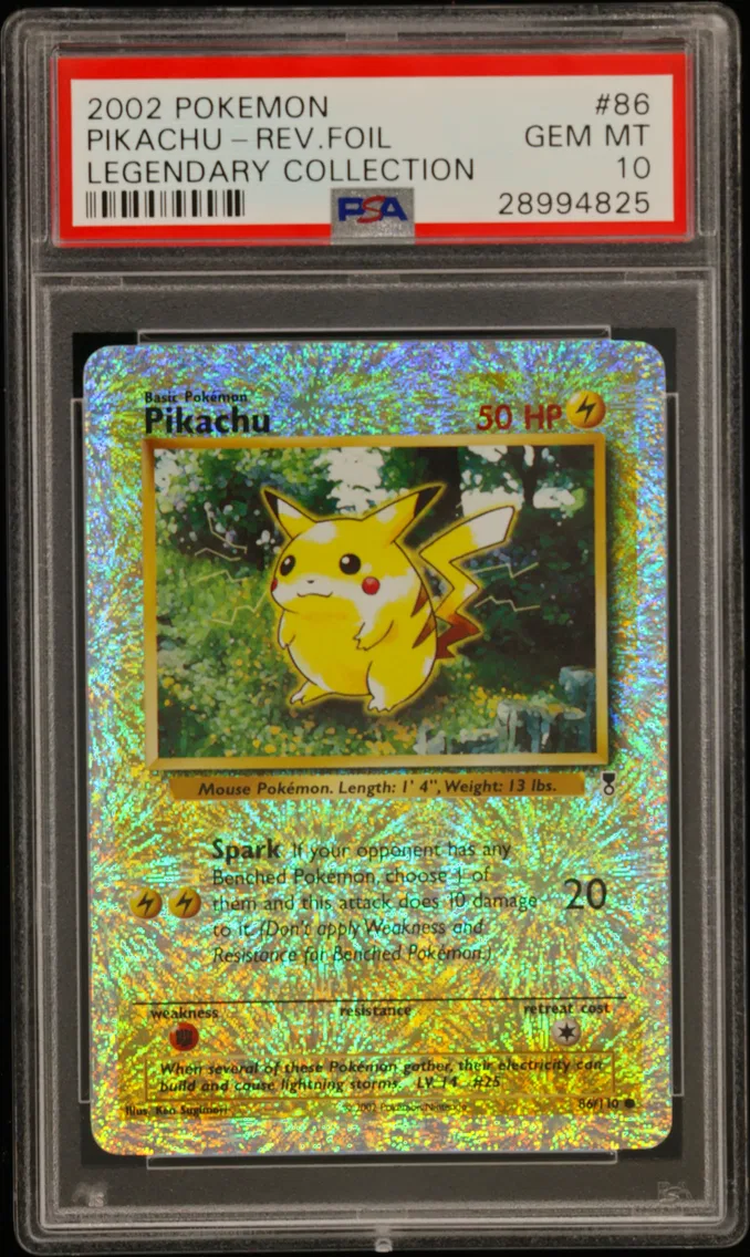 2002 #86 Pikachu-Reverse Foil PSA 10 Legendary Collection