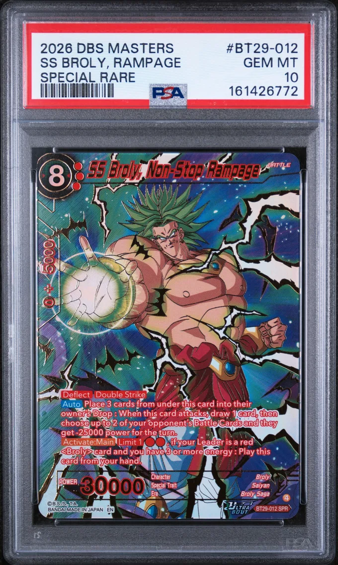 2026 #BT29-012 SS Broly, Non-Stop Rampage PSA 10 Dragon Ball Super Card Game Masters Series 29 Fearsome Rivals