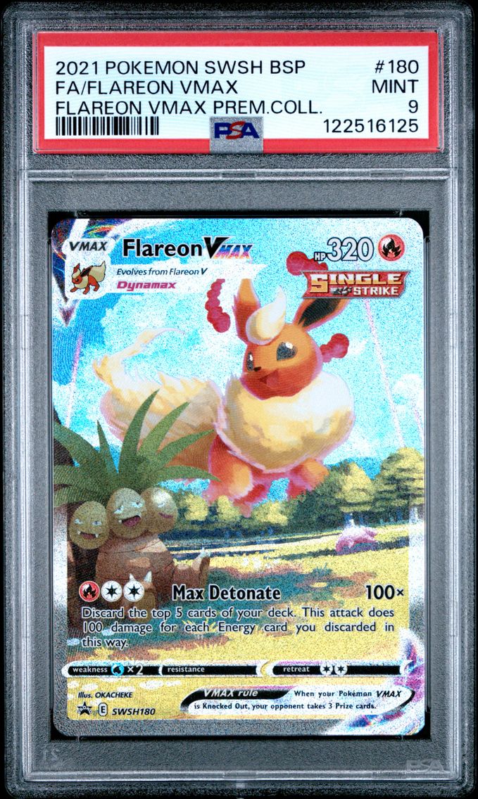 2021 #180 Full Art/Flareon Vmax PSA 9 Swsh Black Star Promo Pokemon