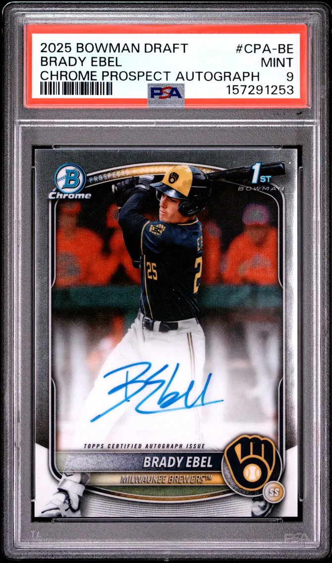 2025 #CPA-BE Brady Ebel PSA 9 Bowman Draft Chrome Prospect Autographs