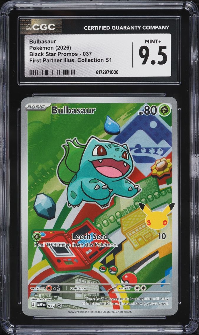 2026 #37 Bulbasaur CGC 9.5 Pokemon Mega Evolution Promo First Partner Illustration Full Art