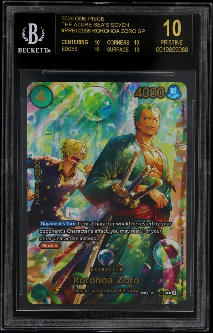 2026 #PRB02006 Roronoa Zoro SP BGS 10 One Piece Card Game The Azure Sea's Seven