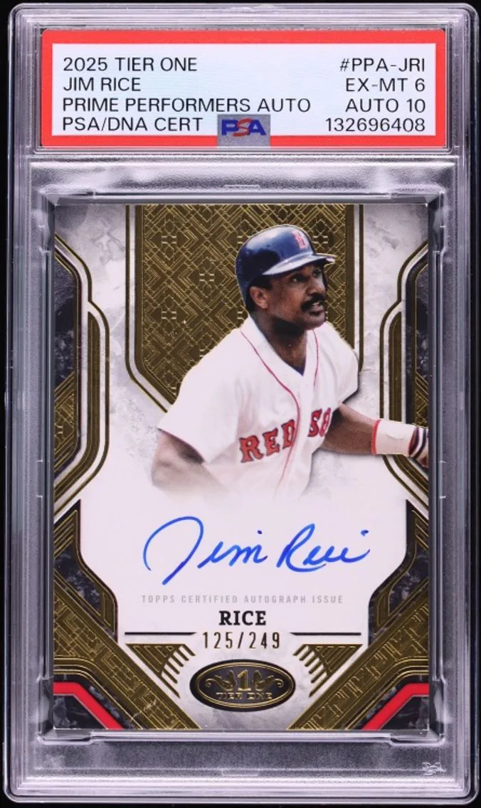 2025 Topps Tier One Prime Performers Jim Rice AUTO DNA 10 /249 #PPA-JRI PSA 6 EXMT