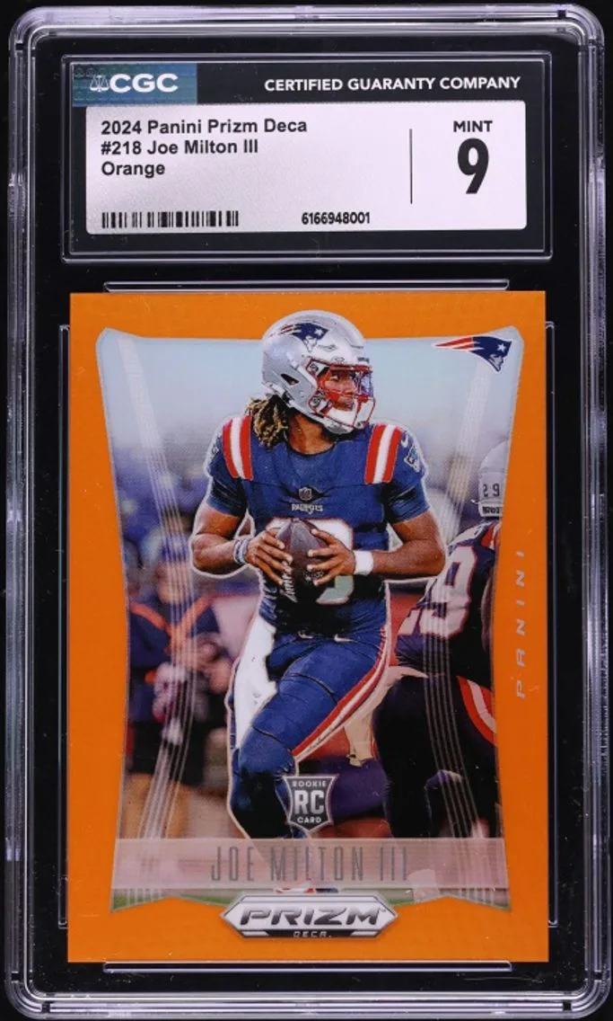 2024 Panini Prizm Deca Orange Joe Milton III ROOKIE /49 #218 CGC 9 MINT
