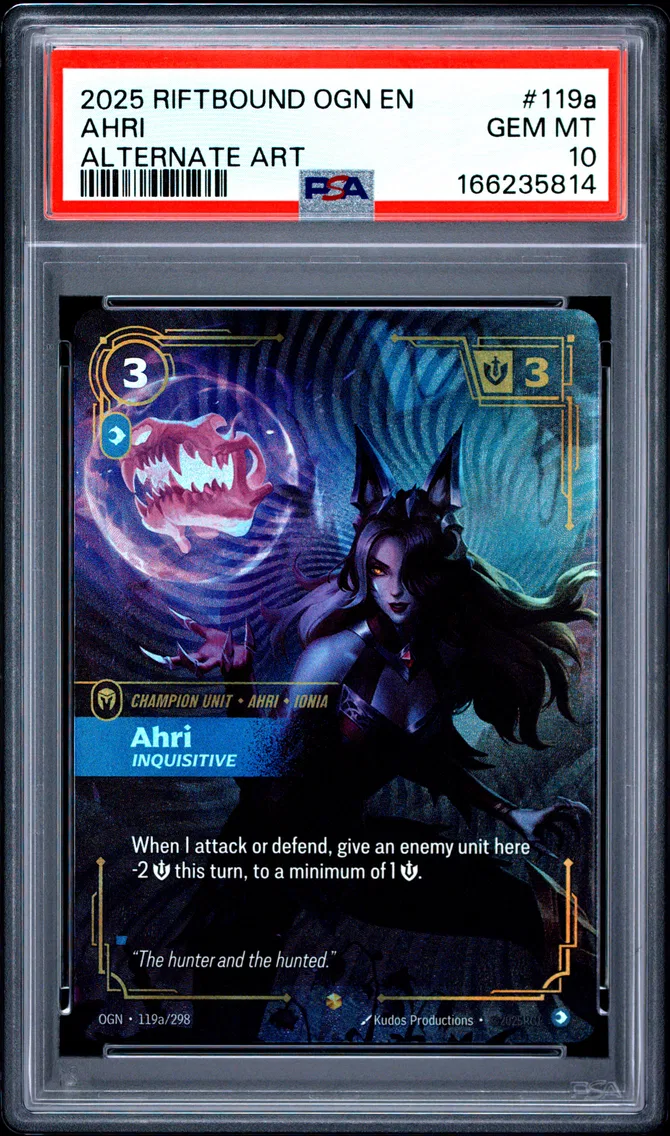 2025 #119a Ahri - Inquisitive PSA 10 Riftbound: League of Legends Ogn-Origins