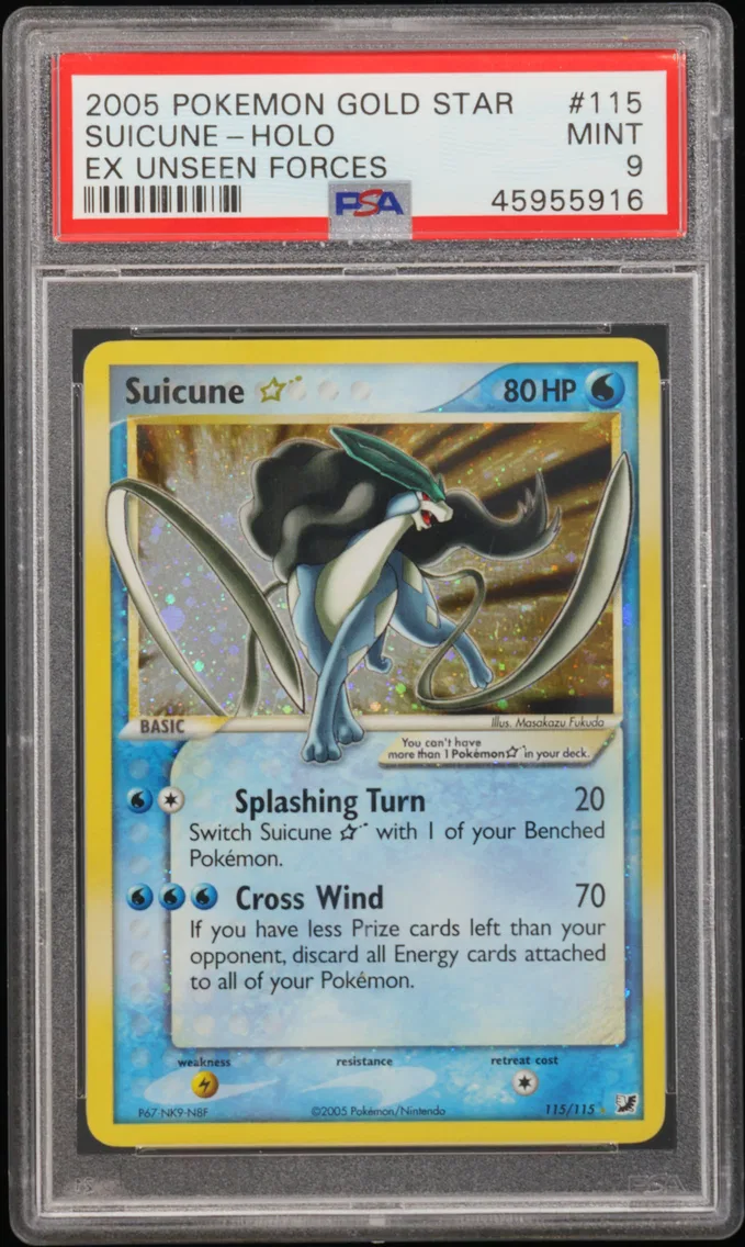 2005 #115 Suicune-Holo Gold Star PSA 9 EX Unseen Forces