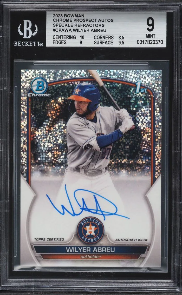 2023 Bowman Chrome Speckle Refractors Wilyer Abreu PROSPECT AUTO #CPA-WA BGS 9 MINT