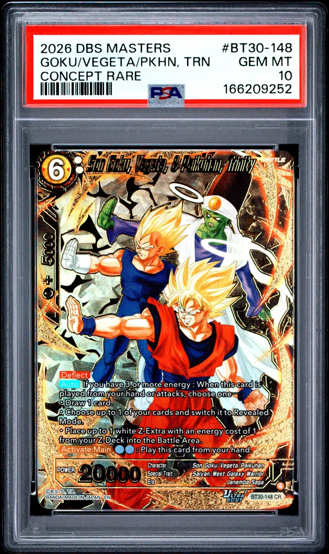 2026 #BT30-148 Son Goku, Vegeta, & Paikuhan, Trinity PSA 10 Dragon Ball Super Card Game Masters Series 30 Three Glorious Fighters