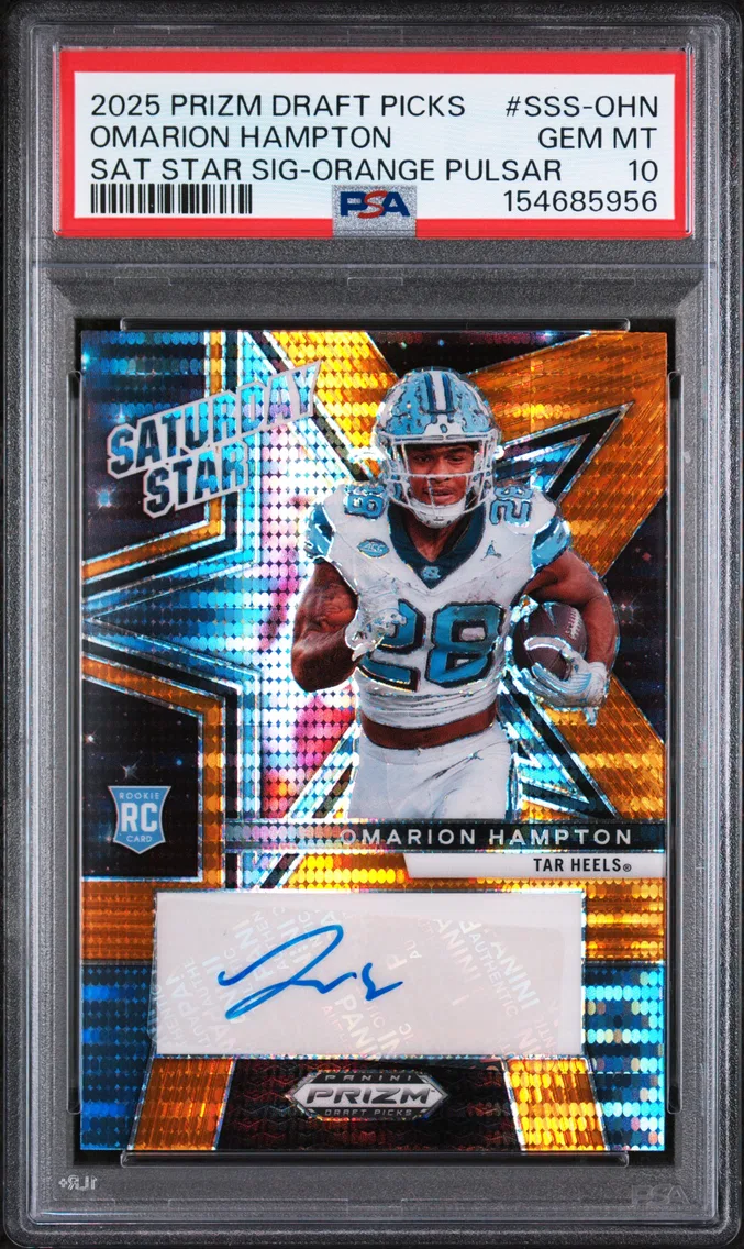 2025 #SSS-OHN Omarion Hampton PSA 10 Panini Prizm Draft Picks Saturday Star Signatures