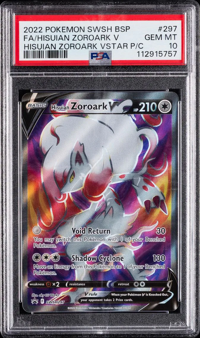 2022 #297 Full Art/Hisuian Zoroark V PSA 10 Swsh Black Star Promo Pokemon